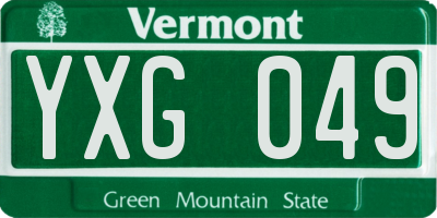 VT license plate YXG049