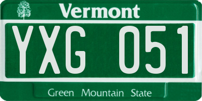 VT license plate YXG051