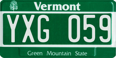 VT license plate YXG059