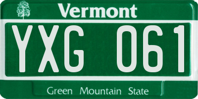 VT license plate YXG061