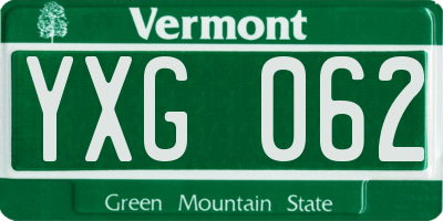 VT license plate YXG062