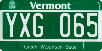 VT license plate YXG065