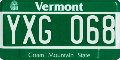 VT license plate YXG068