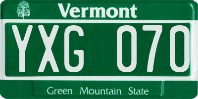 VT license plate YXG070