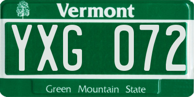 VT license plate YXG072