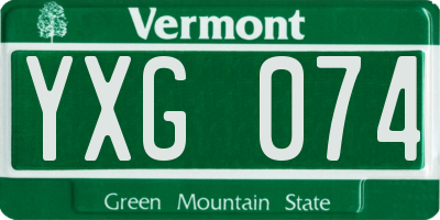 VT license plate YXG074