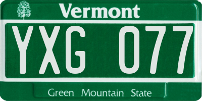 VT license plate YXG077
