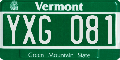 VT license plate YXG081