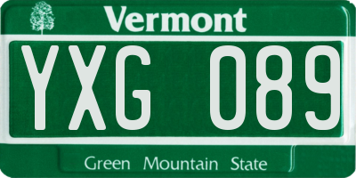 VT license plate YXG089