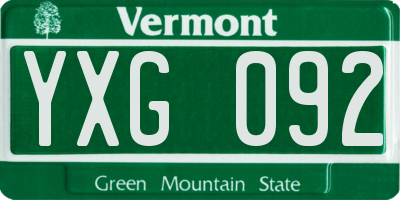 VT license plate YXG092