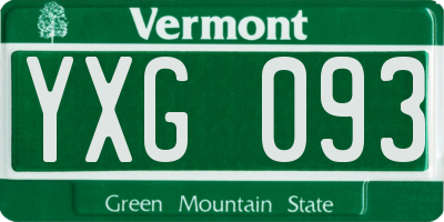 VT license plate YXG093