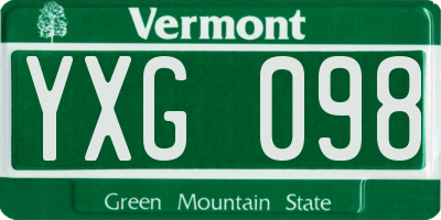 VT license plate YXG098