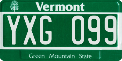 VT license plate YXG099