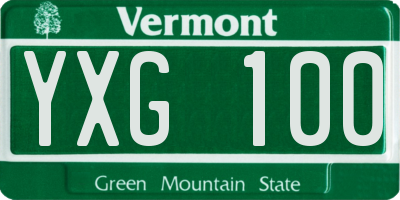 VT license plate YXG100