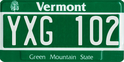 VT license plate YXG102