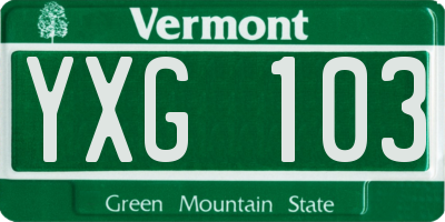 VT license plate YXG103