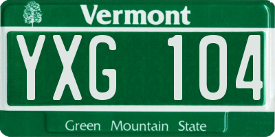 VT license plate YXG104