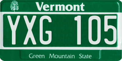 VT license plate YXG105