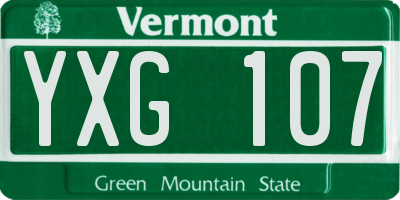 VT license plate YXG107