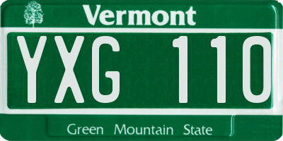 VT license plate YXG110