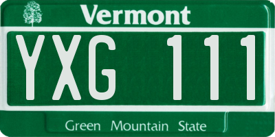 VT license plate YXG111