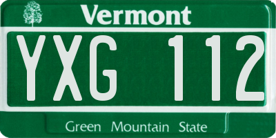 VT license plate YXG112