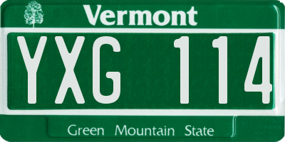 VT license plate YXG114