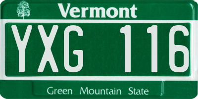 VT license plate YXG116