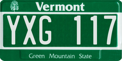 VT license plate YXG117