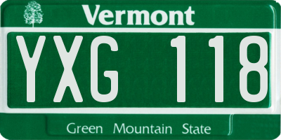 VT license plate YXG118