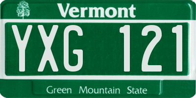 VT license plate YXG121