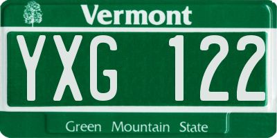 VT license plate YXG122