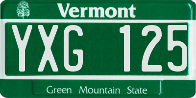VT license plate YXG125