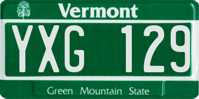 VT license plate YXG129