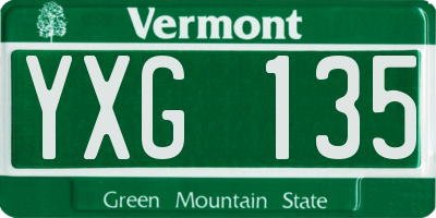 VT license plate YXG135