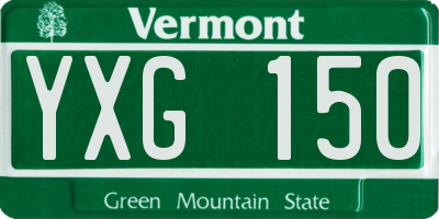 VT license plate YXG150