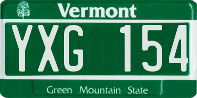 VT license plate YXG154