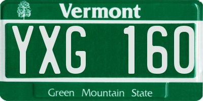 VT license plate YXG160