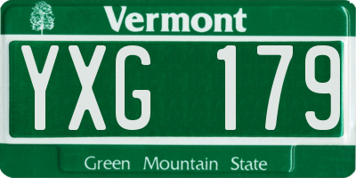 VT license plate YXG179