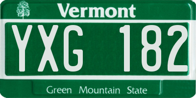 VT license plate YXG182