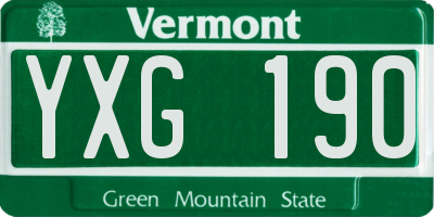 VT license plate YXG190