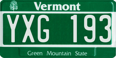 VT license plate YXG193