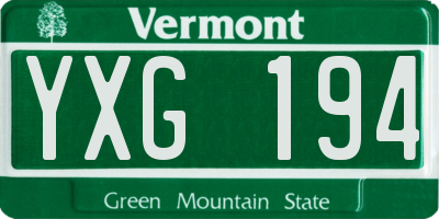 VT license plate YXG194