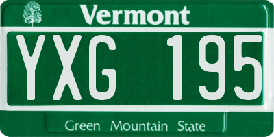 VT license plate YXG195