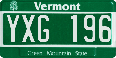 VT license plate YXG196