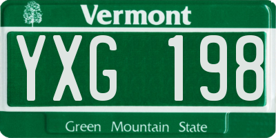 VT license plate YXG198