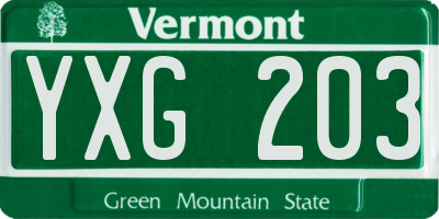 VT license plate YXG203