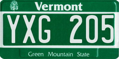 VT license plate YXG205