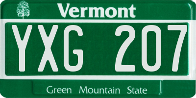 VT license plate YXG207