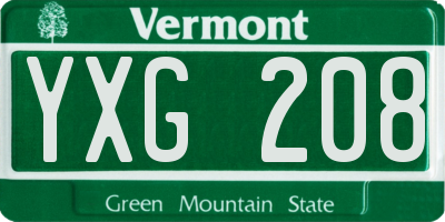 VT license plate YXG208